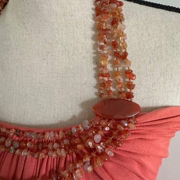SKY Coral Red Stone Embellished Trim Halter Tank Bohemian - AS IS - Picture 6 of 10
